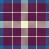 Stylish purple, beige, and blue plaid pattern. Perfect for textile design, apparel, or website backgrounds. This sophisticated geometric texture evokes feelings of warmth and tradition. vector