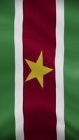 Suriname Waving Flag in Vertical Orientation. Realistic Flag Animation. Seamless Loop Background. video