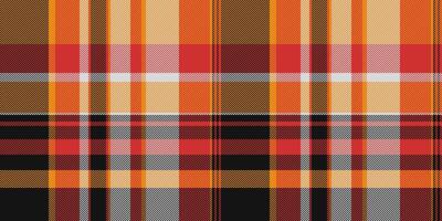 Vibrant autumnal plaid pattern in warm oranges, reds, and blacks. Perfect for textile designs, website backgrounds, or fallthemed projects. vector