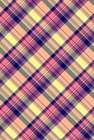 Primary seamless textile check, effect plaid tartan background. Pano fabric pattern texture in pink and orange colors. vector