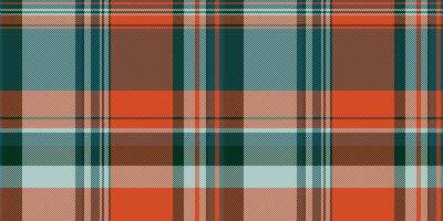 Vibrant autumnal plaid pattern in orange, teal, and beige. Perfect for textile design, apparel, website backgrounds, or fallthemed projects. vector