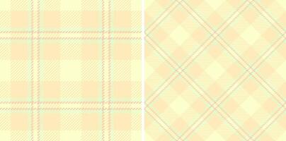 Pastel plaid patterns Two seamless textures in soft peach and mint green. Perfect for textile design, wallpapers, packaging, and scrapbooking projects. vector