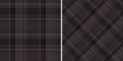 Two seamless plaid patterns, one square and one diagonal, in muted gray tones. Ideal for backgrounds, textiles, or design projects needing a classic, understated texture. vector