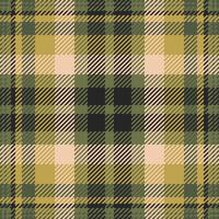 Elegant olive, beige, and black plaid pattern. Perfect for textile design, fashion, home decor, or website backgrounds. Subtle texture adds visual interest. vector