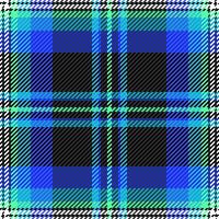 Vibrant blue, teal, and black plaid pattern. A modern textile design ideal for fashion, website backgrounds, or print projects. This bold, geometric texture evokes feelings of energy and style. vector