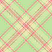 Classic tartan pattern with light green and salmon stripes. Ideal background for textile, apparel or festive designs. Timeless, stylish texture. vector