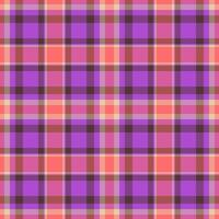 Vibrant purple, pink, and peach plaid pattern. Perfect for textile design, website backgrounds, or fashion projects. This cheerful, geometric texture evokes feelings of warmth and style. vector