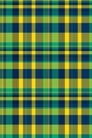 Setting check fabric textile, ireland texture pattern seamless. Ornament tartan background plaid in teal and lime colors. vector