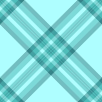 Abstract teal and aqua halftone plaid pattern. Modern geometric design ideal for textile prints, website backgrounds, or fashion branding.