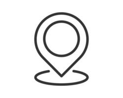 Simple line art of a map pin or location icon. Great for use in designs about travel, navigation, or points of interest. Clean, minimalist graphic. vector