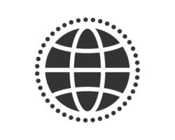 Abstract globe icon encircled by dots. Represents globalization, internet, networking. Ideal for websites, app design, infographics about global reach. vector