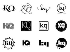 KQ logo company template. Letter k and q logotype. Set different classic serif lettering and modern bold text with design elements. Initial font typography. vector
