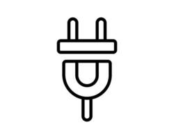 Simple line art icon of an electrical plug, symbolizing power, connection, and technology. Clean, minimalist design suitable for web, mobile apps, and infographics. vector