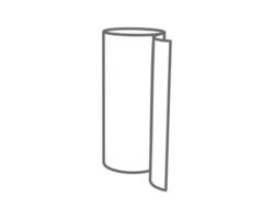 Simple line art illustration of a roll of paper, partially unfurled. Perfect for concepts of beginnings, new ideas, creativity, and process. vector