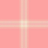 Pastel pink and cream pixelated plaid pattern. A simple yet elegant design perfect for backgrounds, textiles, or website designs. Evokes feelings of softness, tranquility, and subtle sophistication. vector