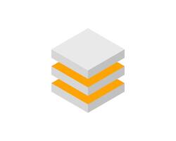 Abstract isometric stack of gray and orange cubes. Modern minimalist design, perfect for tech, business, or growth concepts. Represents layers, progress, or data. vector
