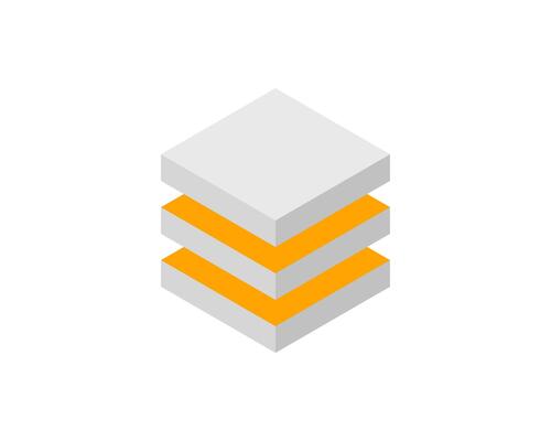 Abstract isometric stack of gray and orange cubes. Modern minimalist design, perfect for tech, business, or growth concepts. Represents layers, progress, or data.