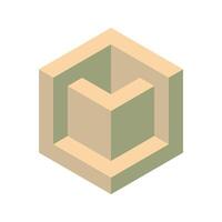 Abstract isometric cube design. Neutral earth tones create a calming, minimalist aesthetic. Perfect for backgrounds, presentations, or as a conceptual symbol of depth, complexity, or innovation. vector