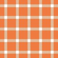 Vibrant orange and white plaid pattern. Perfect for textile design, autumnal themes, or creating a warm and inviting atmosphere. This seamless texture offers endless design possibilities. vector