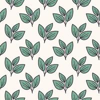 Elegant seamless pattern featuring stylized teal leaves on a cream background. Perfect for textile prints, wallpaper, packaging, or website design. vector