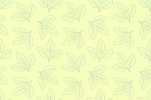 Elegant pastel green leaf pattern on a pale yellow background. Perfect for springsummer designs, greeting cards, or website backgrounds. Simple, minimalistic style evokes freshness and serenity. vector