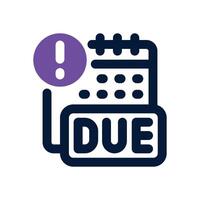 due date dual tone icon. Sleek and modern icon for websites and mobile apps. vector