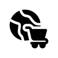 global shopping glyph icon. Strong and solid icon for websites and mobile apps. vector