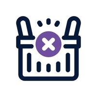 remove from basket dual tone icon. Sleek and modern icon for websites and mobile apps. vector