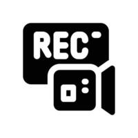 recording glyph icon. Strong and solid icon for websites and mobile apps. vector
