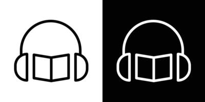 Audio book icons vectors set in stroke line style.. EPS10