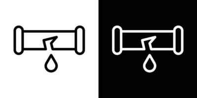Broken pipe icons vectors set in stroke line style.. EPS10