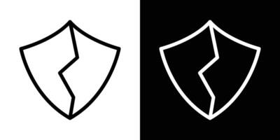 Broken shield icons vectors set in stroke line style.. EPS10