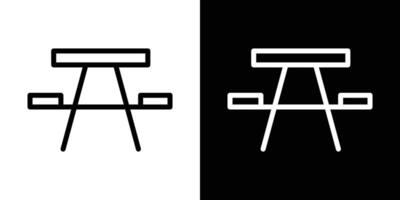 Camping table icons vectors set in stroke line style.. EPS10