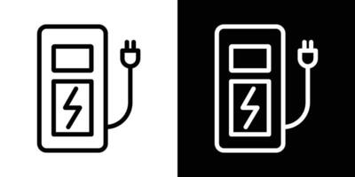 Charging station icons vectors set in stroke line style.. EPS10