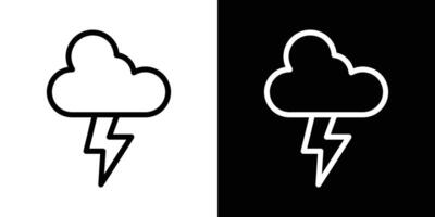 Cloud lightning icons vectors set in stroke line style.. EPS10