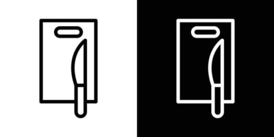 Cutting board with knife icons vectors set in stroke line style.. EPS10