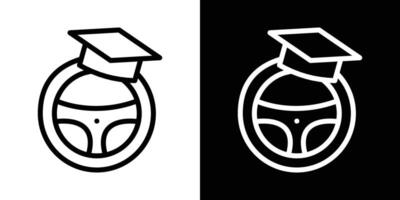 Driving school icons vectors set in stroke line style.. EPS10