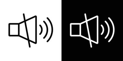 Mute sound icons vectors set in stroke line style.. EPS10
