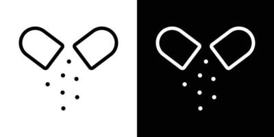 Open capsule pill icons vectors set in stroke line style.. EPS10
