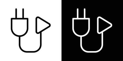 Plug and play icons vectors set in stroke line style.. EPS10