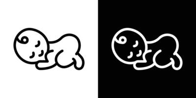 Sleeping baby icons vectors set in stroke line style.. EPS10