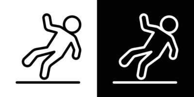 Slippery floor icons vectors set in stroke line style.. EPS10