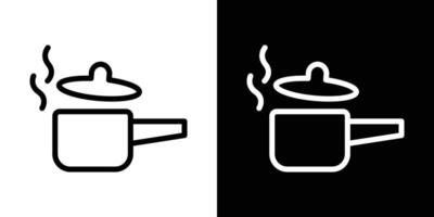 Sauce pan icons vectors set in stroke line style.. EPS10