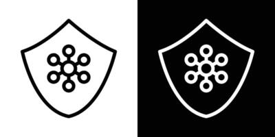 Virus protection shield icons vectors set in stroke line style.. EPS10