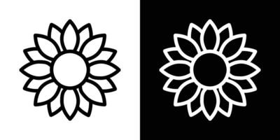 Sunflower icons vectors set in stroke line style.. EPS10