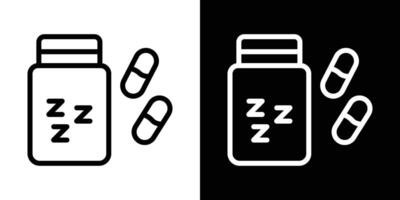Sleeping pills icons vectors set in stroke line style.. EPS10