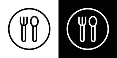 Spoon and fork icons vectors set in stroke line style.. EPS10