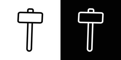 Wooden mallet icons vectors set in stroke line style.. EPS10