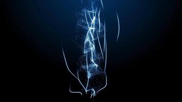 Digital blue color wave particles and light abstract background. video