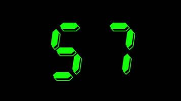 60 second countdown timer in green digital style on black background suitable for tech content, livestream countdowns, and presentations video